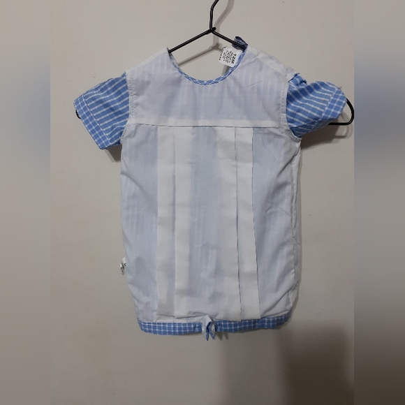 Blue gingham sailor collar romper by Orient Express size 12M - Picture 6 of 8